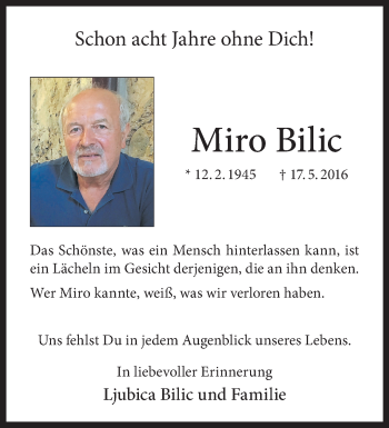 Anzeige von Miro Bilic 