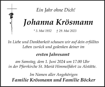 Anzeige von Johanna Krösmann 