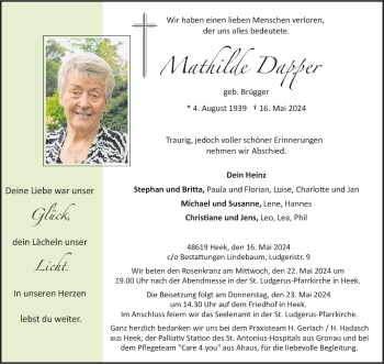 Anzeige von Mathilde Dapper 