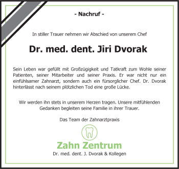 Anzeige von Dr. med. Dent. Jiri Dvorak 