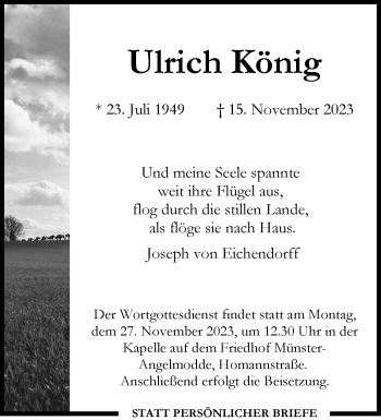 Anzeige von Ulrich König 