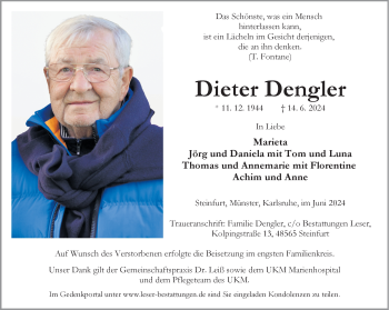 Anzeige von Dieter Dengler 
