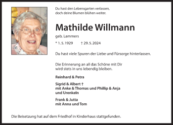 Anzeige von Mathilde Willmann 