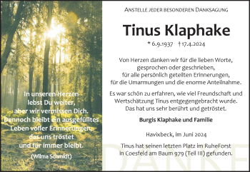 Anzeige von Tinus Klaphake 