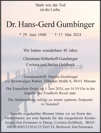 Anzeige von Dr. Hans-Gerd Gumbinger 