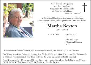 Anzeige von Martha Bexten 