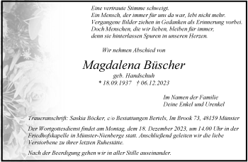 Anzeige von Magdalena Büscher 