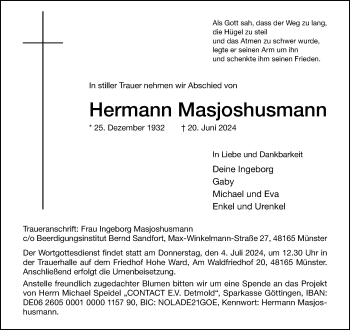Anzeige von Hermann Masjoshusmann 