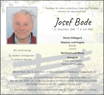 Anzeige von Josef Bode 