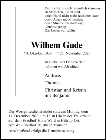 Anzeige von Wilhem Gude 