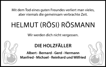 Anzeige von Helmut Rösmann 