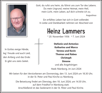 Anzeige von Heinz Lammers 