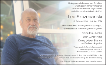 Anzeige von Leo Szczepanski 