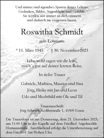 Anzeige von Roswitha Schmidt 