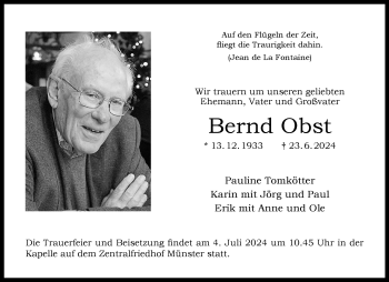 Anzeige von Bernd Obst 