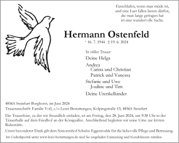 Anzeige von Hermann Ostenfeld 