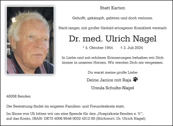 Anzeige von Dr. med. Ulrich Nagel 