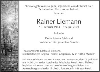 Anzeige von Rainer Liemann 
