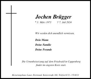 Anzeige von Jochen Brügger 