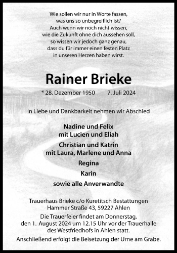 Anzeige von Rainer Brieke 