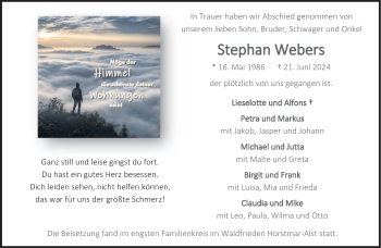 Anzeige von Stephan Webers 