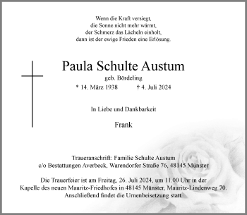 Anzeige von Paula Schulte Austum 
