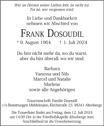 Anzeige von Frank Dosoudil 