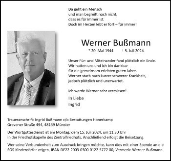Anzeige von Werner Bumann 