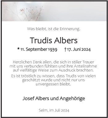 Anzeige von Trudis Albers 