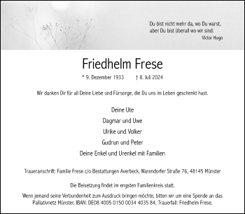 Anzeige von Friedhelm Frese 