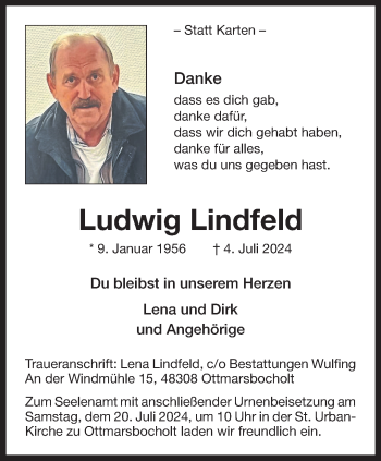 Anzeige von Ludwig Lindfeld 