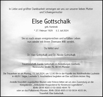 Anzeige von Else Gottschalk 