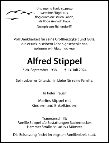 Anzeige von Alfred Stippel 
