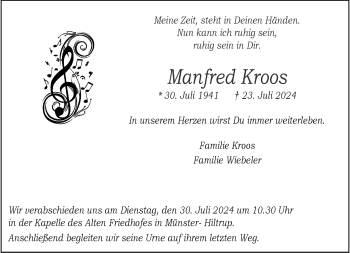 Anzeige von Manfred Kroos 