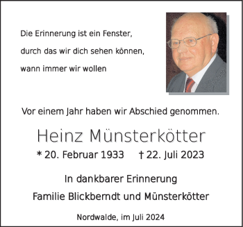 Anzeige von Heinz Münsterkötter 