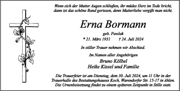 Anzeige von Erna Bormann 