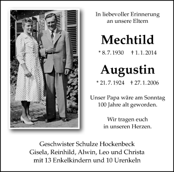 Anzeige von Mechtild und Augustin  