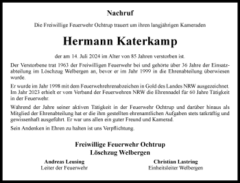 Anzeige von Hermann Katerkamp 