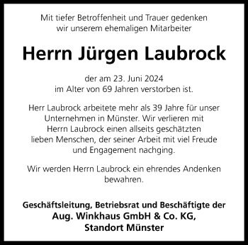 Anzeige von Jürgen Laubrock 
