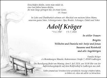 Anzeige von Adolf Kröger 
