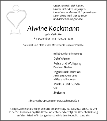 Anzeige von Alwine Kockmann 