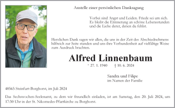 Anzeige von Alfred Linnenbaum 