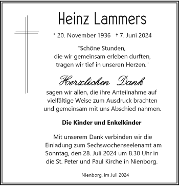 Anzeige von Heinz Lammers 