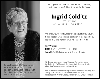 Anzeige von Ingrid Colditz 