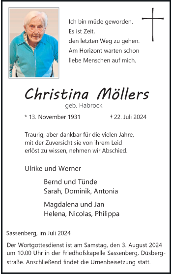 Anzeige von Christina Möllers 