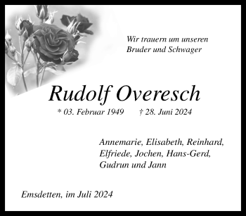Anzeige von Rudolf Overesch 