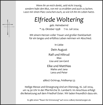 Anzeige von Elfriede Woltering 