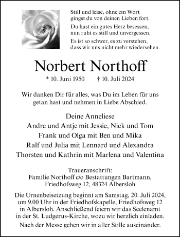 Anzeige von Norbert Northoff 