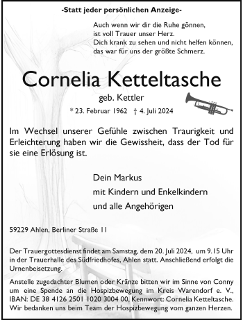 Anzeige von Cornelia Ketteltasche 