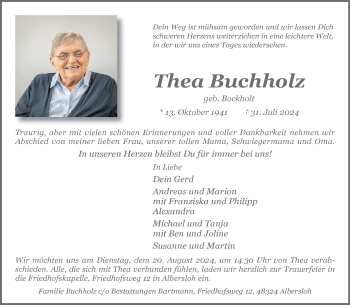 Anzeige von Thea Buchholz 